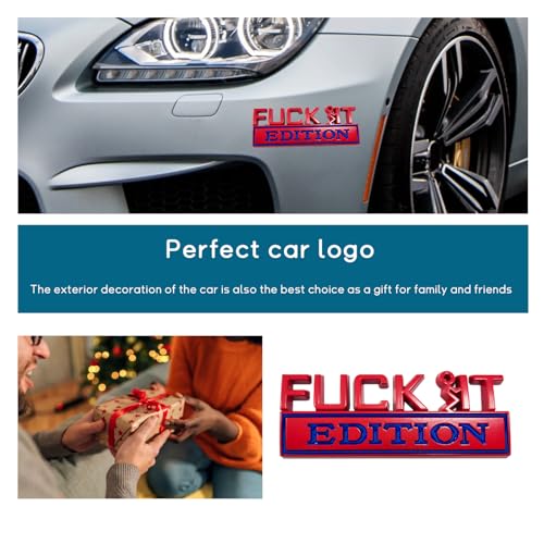 Image of Dickno Fuck It Edition Emblem for Car, Auto Fender Bumper Decoration Stickers, Vehicle 3D Side Fender Rear Trunk Decal Badge, Universal Exterior Accessories for Car (Red & Blue)