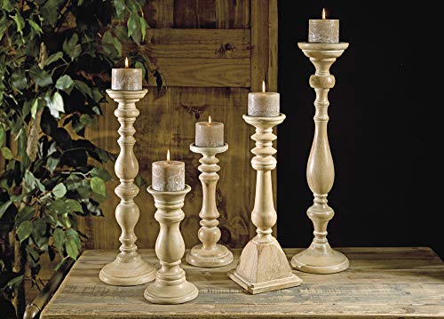 Imax Mason Natural Wash Wood Candleholders - Set Of 5 Vintage Candle Stands - Home Decor Accessory #TOP7