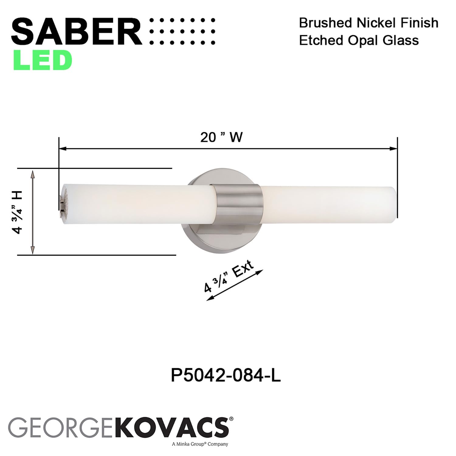 GEORGE KOVACS P5042-084-L Saber II LED Vanity Bath Light, 1-Light