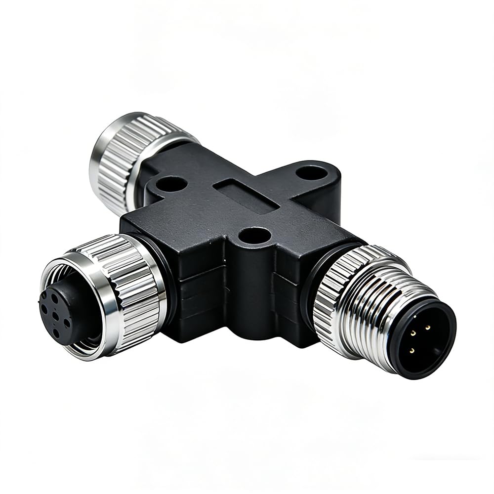 M12 IP67 5 Pin Connector, M12 T Connector 5 Pin Male to Female A Code Unshiled Adapter Waterproof Field Assembly Wireable Connector Industrial Sensor Plug Adapter-image-14