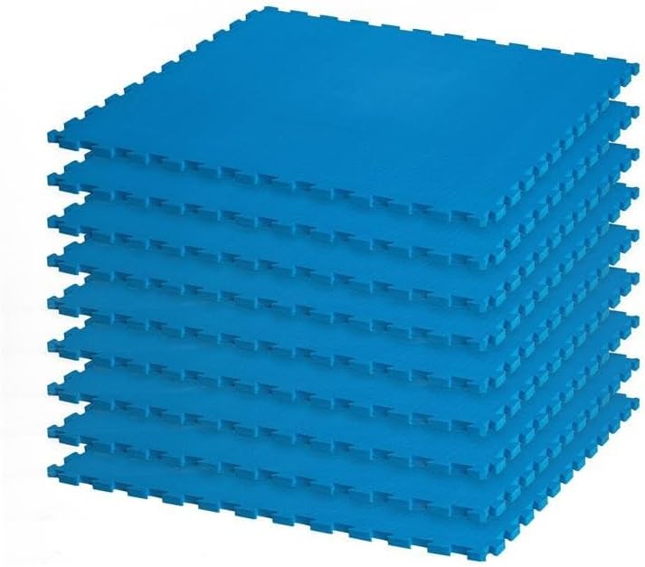Century Commercial Grade 9 Pack Gym Floor Mats | Interlocking Foam Floor Tiles | Puzzle Mat Gym Flooring | Foam Rubber Cushioned Padding Mat for Home Gym, Exercise Room, Wrestling, Jiu Jitsu | Blue
