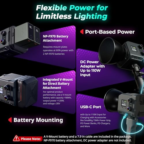 Projecteur COB 100W RC 100C SmallRig avec 12 effets lumière - 4