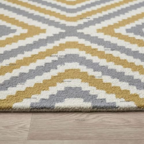 Image of Hand Tufted Wool Carpets Anti Shedding Rug Modern Carpets for Living Room Size 12x18 Feet