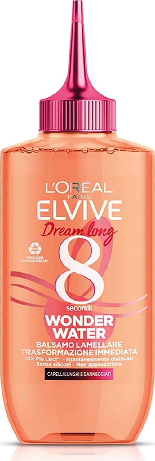 L’Oreal Paris Elvive Balsamo Liquido con Tecnologia Lamellare, Trattamento per Capelli Lunghi e Danneggiati, Capelli Effetto Seta, Wonder Water, 200ml