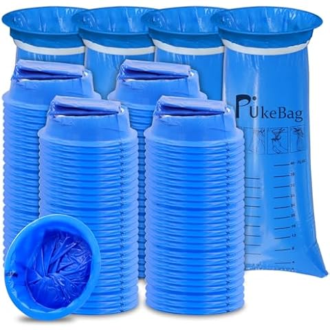 PukeBag Vomit Bags Disposable 100 Pack Emesis Bags for Car, Puke Nausea Bags for Travel Motion Sickness, Car Aircraft Taxi Barf Bags Disposable, Leak Resistant Throw Up Bags Cover