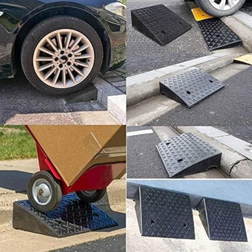 Rampes de trottoir en caoutchouc robuste pour mobilité réduite Rampes de seuil portables pour scooter, skateboard et moto, solutions d'entrée noir, 50 x 80 x 14 cm