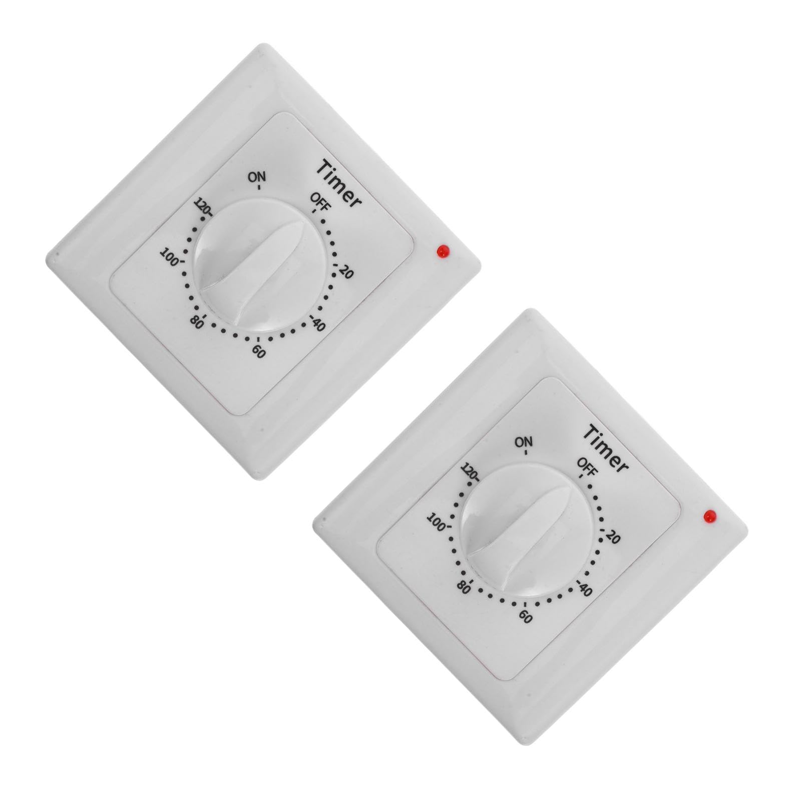 Tofficu Temporizador De Cuenta Regresiva De 120 Minutos (2 Unidades) - Temporizador De Pared con Botón Pulsador Manual con Indicador Led Modo Encendido/Apagado/Bypass para Luces