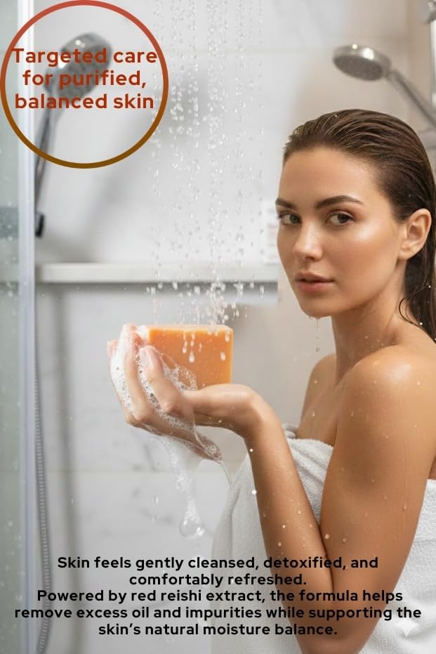 Natural Reishi Soap Bar – Gentle Cleansing for Refreshed, Smooth & Balanced-Looking Skin, Botanical Daily Care, Handmade Formula – 5.29 oz - Image 8