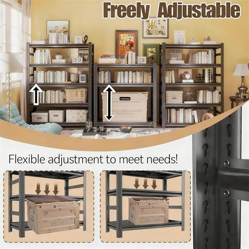 Image of 5 Tier Bookshelf, Large Industrial Metal Shelving, Heavy Duty Storage Shelves For Books And Display. Adjustable Open Standing Book Shelf For Living Room, Bedroom, Office (35.4 inchWx15.7 inchDx71.2 inchH)
