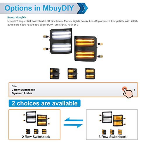 MbuyDIY Sequential Switchback LED Side Mirror Marker Lights Smoke Lens Replacement Compatible with 2008-2016 Ford F250 F350 F450 Super Duty Turn Signal, Pack of 2
