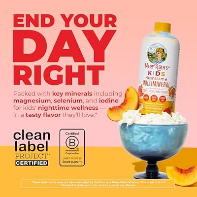 Kids Liquid Nighttime Multimineral by MaryRuth's | Bone Health | Immune Function | Bedtime Supplement | Kids Vitamins | Magnesium | Vegan | Sugar Free | 30-180 Servings | 15.22 fl oz