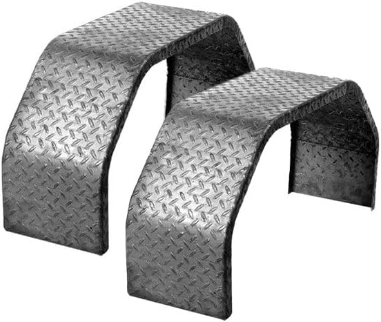 The Trailer Parts Outlet - Pair of 2 Single Axle 9x32 Steel Tread Plate Double Broke Trailer Fenders - Durable Fender Replacement