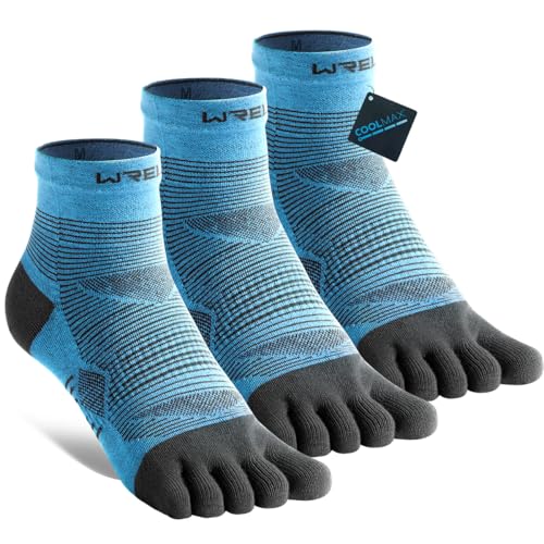 Image of WRELS Coolmax Toe Socks for Men Women,Athletic High Performance Cushion Crew Socks for Running Working(3 Pairs)