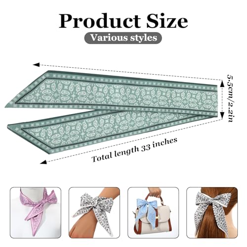 Multifunctional Boho Scarves, 4pcs Narrow Neck Scarf Band Women, Handbags Skinny Twill Hair Scarves, Satin Head Scarf for Women, Suitable for Wallets Handbag Handles2