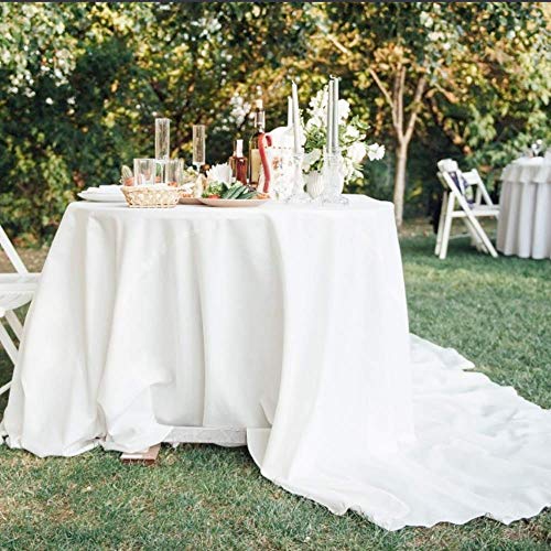 Nappe satin mariage rectangulaire blanche grand format 250 x 350 cm pour buffet de fête