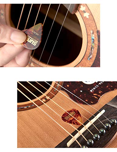 Premium Guitar Picks 24Pcs Thin Medium Heavy Gauge Variety Pack With Picks Holder Plastic Picks Box Sunlp Celluloid Guitar Picks For Acoustic Classical Electric Guitar Bass 0.46Mm & 0.71Mm & 0.96Mm #TOP4
