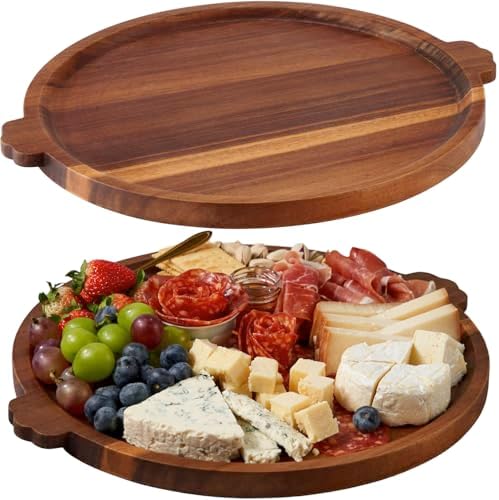 Charcuterie Boards | Acacia Wood Serving Tray with Handles 13'' |...
