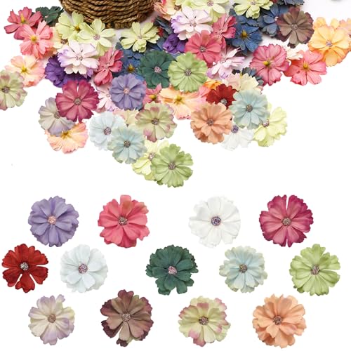 HEOUCH 60 Piezas Cabezas de Flor de Margarita, Flores Artificiales Decoracion, Flores Artificiales de Seda, Decoración Romántica de Flores Pequeñas para Flores Secas Manualidades