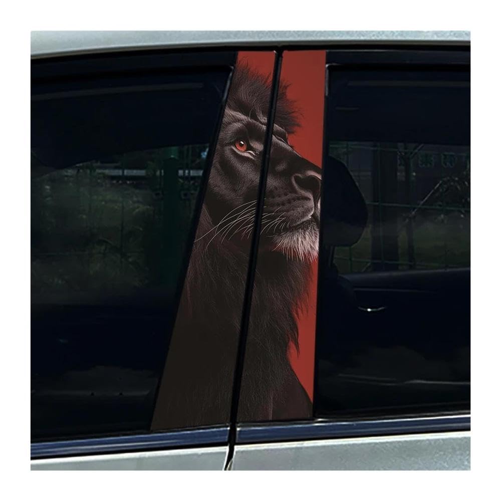 Body Parts 2PCS Auto B-Pillar Stickers Fierce Lion Car Center Column Cover Scratches Waterproof Decals(D)