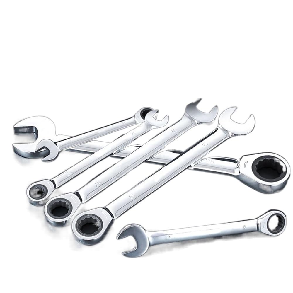 Llaves Fijas Con Carraca Juego de llaves de trinquete Plum Blossom Llave de combinación abierta Llave de trinquete doble rápida de dos vías Herramientas de reparación de automóviles Llave Carraca ( Co