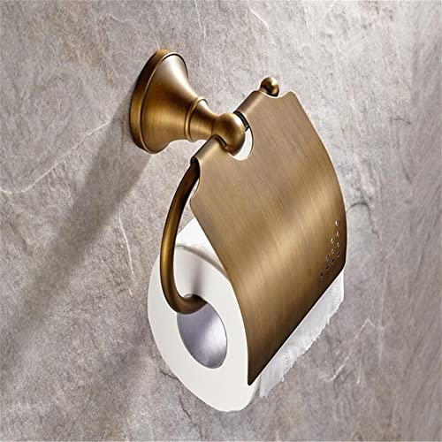 Toilet Paper Holder Antique Solid Brass Brushed Toilet Paper Holder, Roll Wall Mounted Black Bronze Tissue Paper Holder, Bathroom Accessories Wall Mounted (Color : Black) (Bronze)