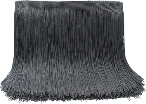 Bordure à franges de 15,2 cm pour couture, 9,1 m de long en polyester noir pour robe de danse latine, vêtements, travaux manuels, vêtements, lampes et coussins