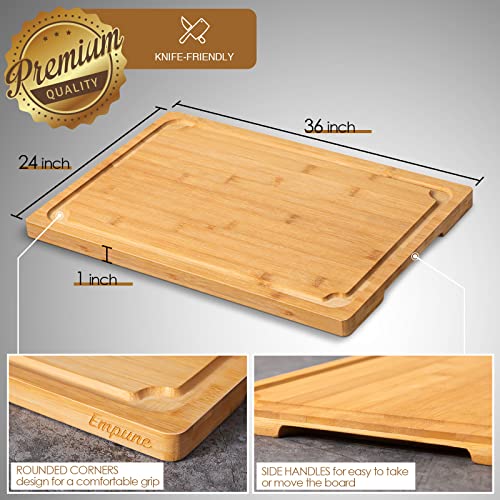36 X 24 Extra Large Cutting Board, Bamboo Cutting Boards For Kitchen With Juice Groove And Handles Kitchen Chopping Board For Meat Cheese Board Heavy Duty Serving Tray, 5Xl, Empune #TOP1