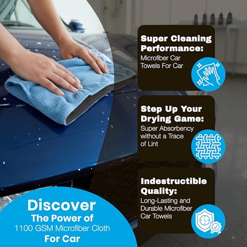 Image of Storite 2 Pack Microfiber Cloth for Car Cleaning - 1100 GSM Ultra Soft & Super Absorbent Car Drying Towel | Lint-Free & Scratch-Free Automotive Cleaning Cloth for Car Wash & Detailing | (60 x 40 cm)