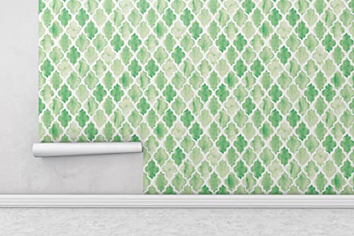 Image of DWELLSINDIA Light Green Moroccan Wallpaper for Home Decoration | Self Adhesive Peel & Stick, Thick Textured Premium Paper | Waterproof, Scratch Resistant | Kitchen, Living Room & Cafe | 41 x 244 cm