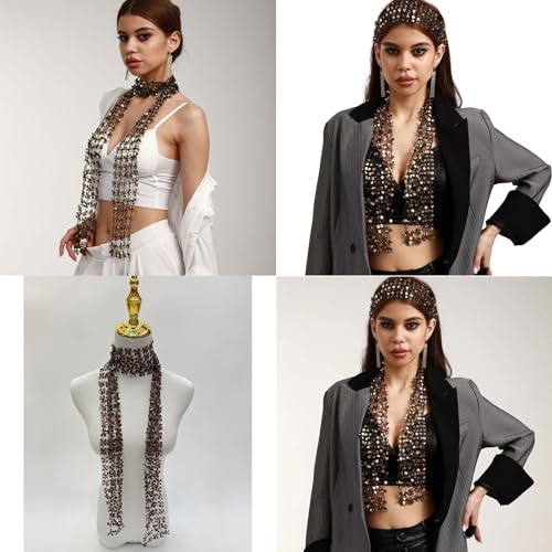 Shinning Sequins Scarf for Ladies Prom Party Blingbling Sequined Collar for Ladies Mother Wedding Travel Supplies Women's Accessories Sequined Scarf2