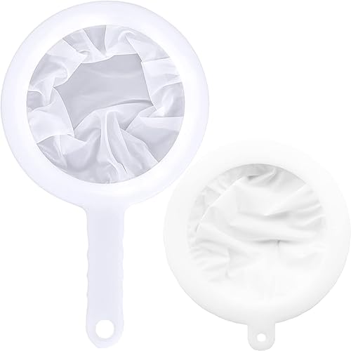 Xeahung Coladores y coladores de plástico, colador de malla fina, colador de malla de nailon para cocina, colador de malla pequeña con asa, filtro