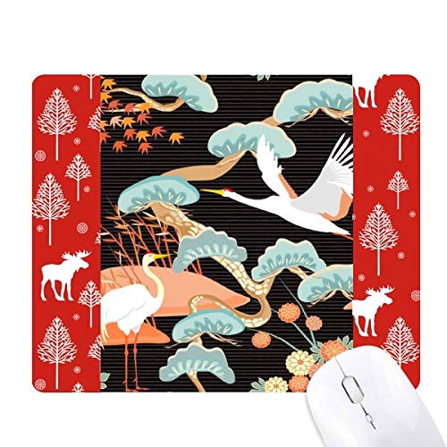 Les grues des pivoines de feuilles d'érable souris noël woods tapis forêt bureau