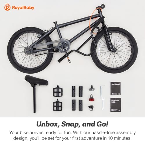 Image of RoyalBaby Kids BMX Bike 20 24 Inch, Professional Aluminum (Silver) or Sturdy Steel (Red /Black), Freestyle Street Bicycle for Beginners & Advanced Riders, Easy Assembly