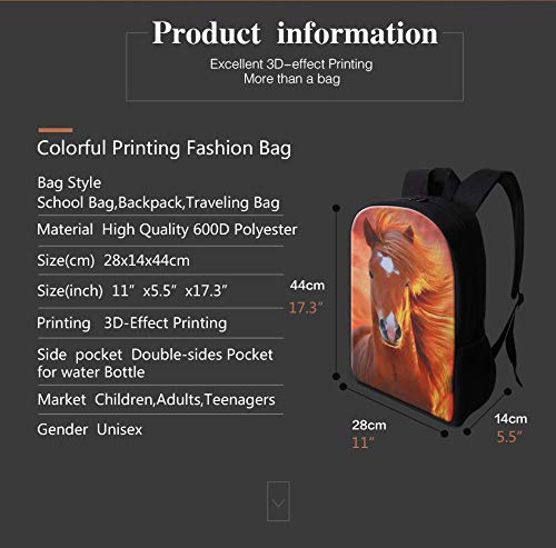 Give Me Bag Generic Fashion Adult Horse Backpack College Students Bookbags #TOP1