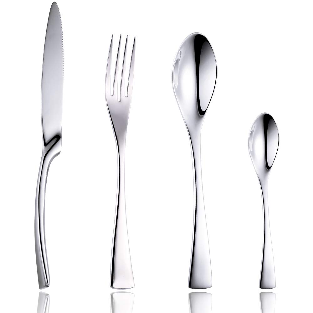 Lemeya Silverware Set,18/10 Stainless Steel Cutlery Utensils Flatware Set Service for 4,Include Knife/Fork/Spoon, Mirror Polished,Dishwasher Safe
