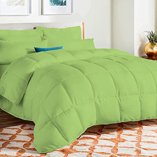 5 pcs Comforter Set with Down Feather Fill, Sage King Size