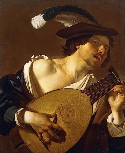 Tableau un joueur de luth Theodore Van Baburen impression d'art murale premium