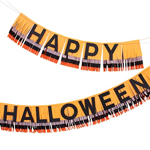 Image of Meri Meri Happy Halloween! Fringe Garland (Pack of 1), 9.75' Strand with Excess Cord, Reusable Halloween Garland Party Decorations