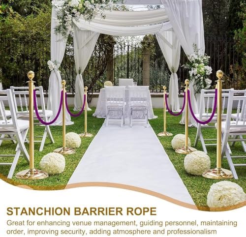 3.3FT Purple Velvet Rope with Gold Hooks - Luxury Stanchion for Events, Movie Theaters, Grand Openings, and Hotel Parties - Queue Line Divider & Obstacle Barrier