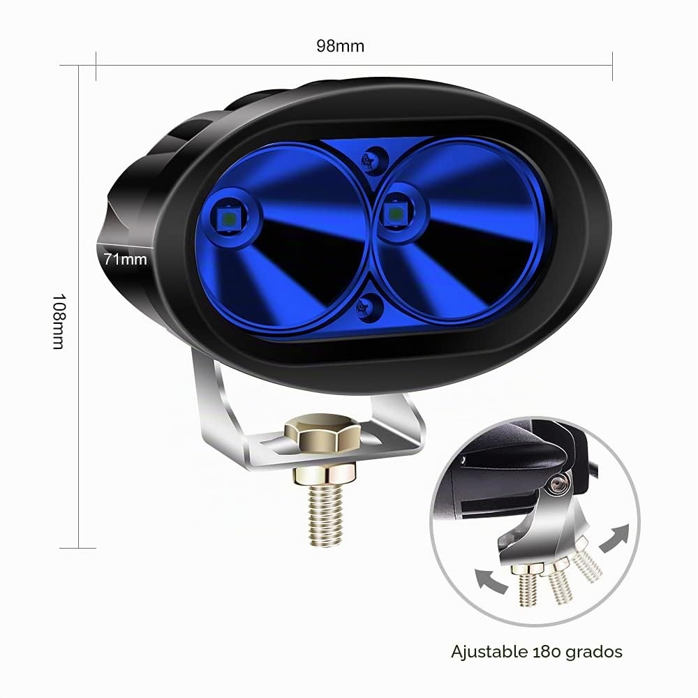 LED carretilla elevadora luz 20W azul luz de seguridad, 2PCS almacén luz de advertencia de seguridad motocicleta conducción niebla luz de trabajo 12-80V para coche todoterreno camión Tractor