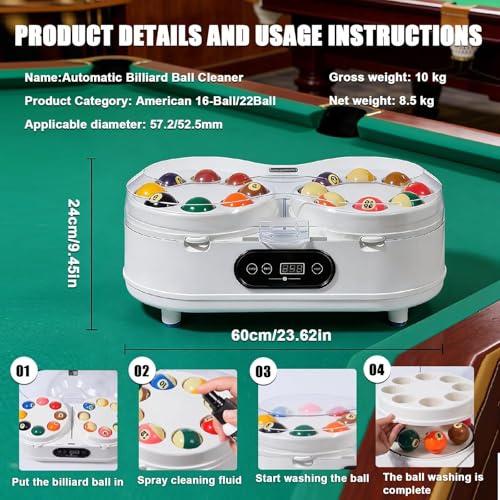 Máquina de limpieza de bolas de billar con doble placa giratoria y pantalla táctil LCD para snooker 6