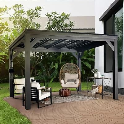 Backyard Discovery 12x9.5 Stonebridge Contemporary Black Galvanized Steel Gazebo