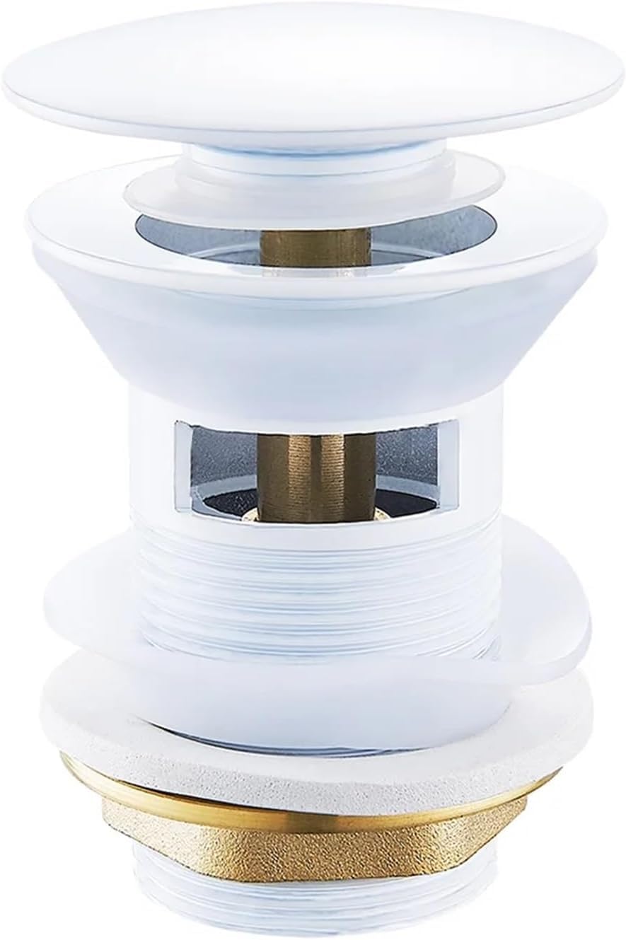 sustitución de Tapones de Fregadero Pop up, Tapón de Drenaje emergente for Lavabo de Lujo Blanco, Accesorio for baño, Cocina, bañera, tapón de Lavabo de latón