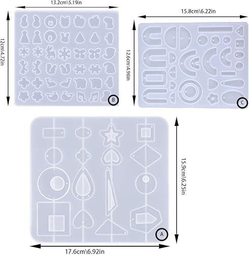 Miniatura 2 de BOSOIRSOU 205 piezas de moldes de resina para joyería y ganchos para aretes, moldes de silicona para colgantes, moldes para aretes, pulseras,