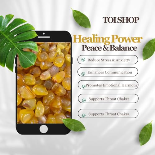 Image of Yellow Agate Tumble /Pebbles Stone. for Reiki, Crystal, Vastu, Fang Shui Aura, Home Decor, Office Decor, Gifting, Good Luck, showpiece etc. (Yellow Onyx, 400 gm)