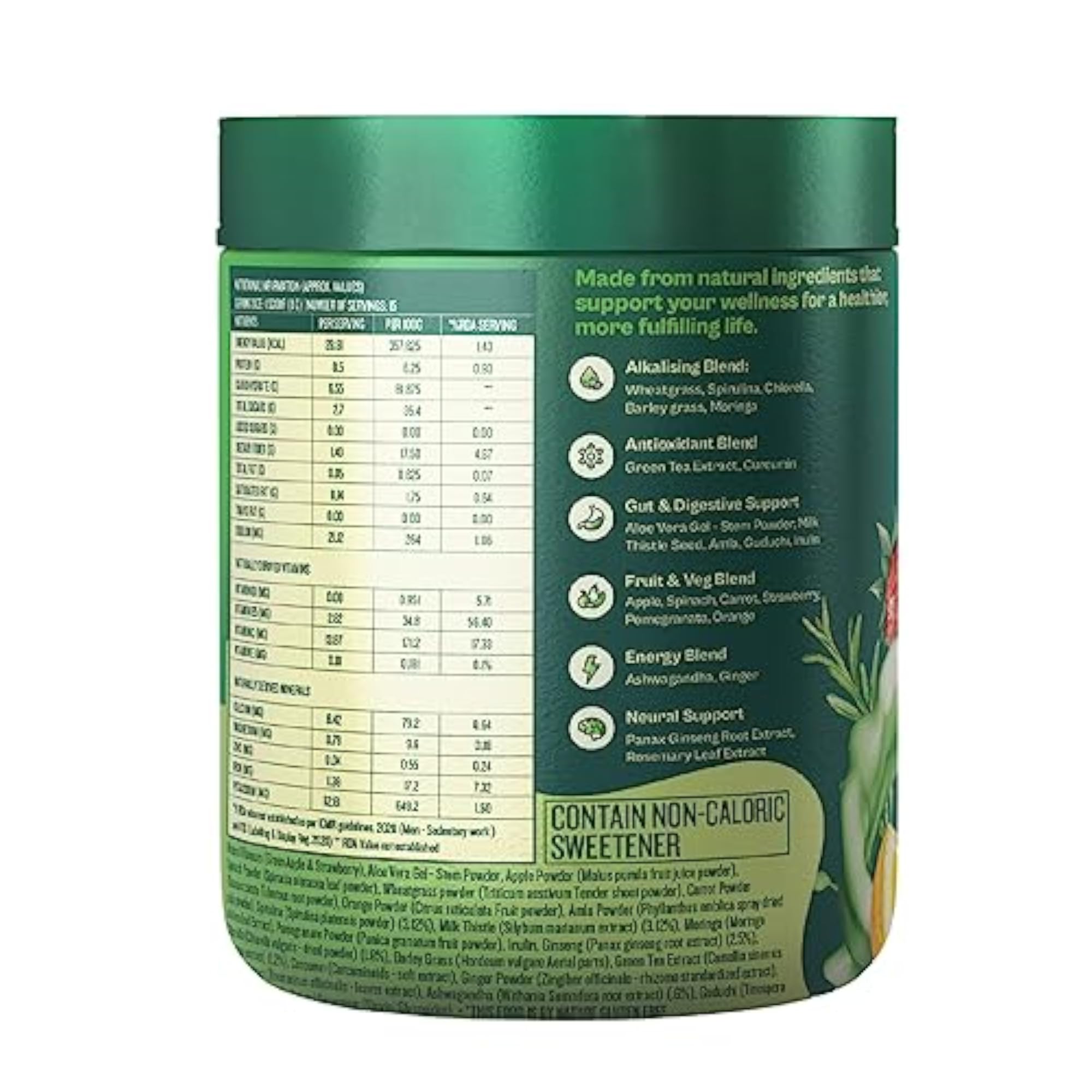 100% Natural Superfood Powder with 23 Ingredients, Apple Flavour