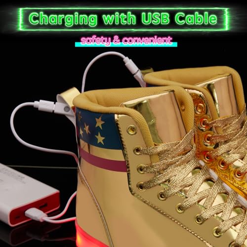 Light Up Shoes Women Men, USB Charging LED Glitter Chain Sneakers High Top Couple Dancing Shoes Halloween Glowing Flashing Luminous Trainers3