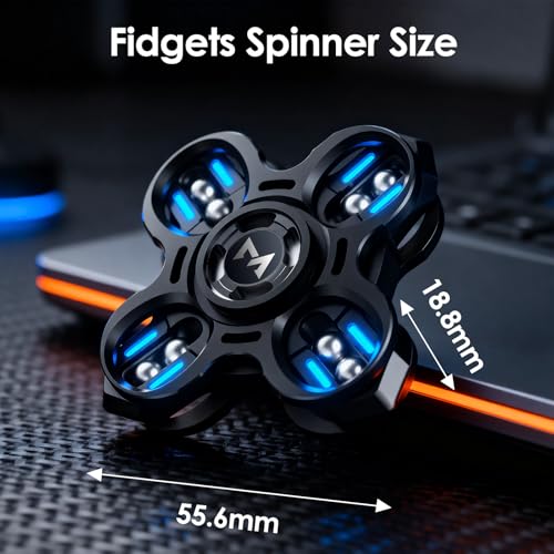 Image of Fidget Spinners,2 in 1-Tuning Fork Fingertip Fidget Spinner Gifts for Adults Stress Anxiety ADHD Relief Fidgets, Metal Finger Hand Spinner with Luminous, Absorb Solar Light Then Release in Dark