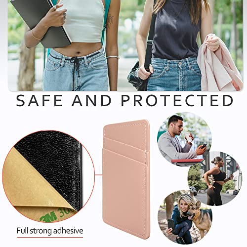 Limvory Phone Wallet, Leather Phone Card Holder Adhesive Stick On Credit Card Pocket For Back Of Phone Case For Iphone And Android-White, Pink #TOP4