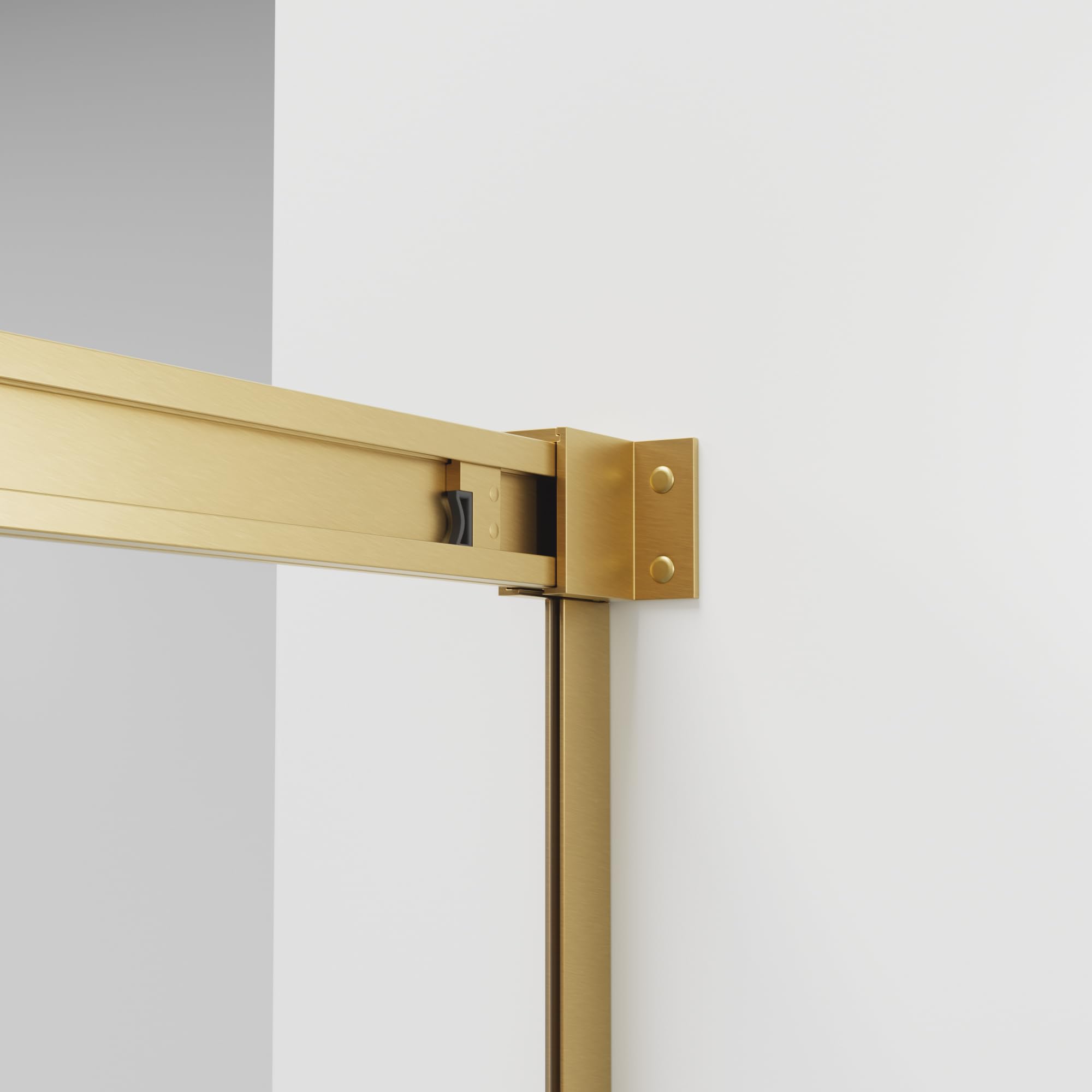 GME - Mampara Ducha Frontal Oro Cepillado 1 Fija + 1 Corredera 120cm | Mampara de Cristal Reversible con Ancho Adaptable 115-120cm, 196cm de Altura y Cristal Templado 6mm Antical